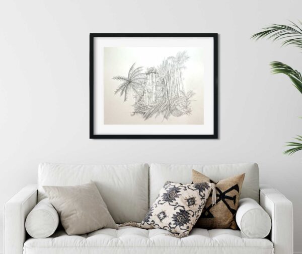 Tranquil Rainforest Pencil Drawing Limited Edition Print